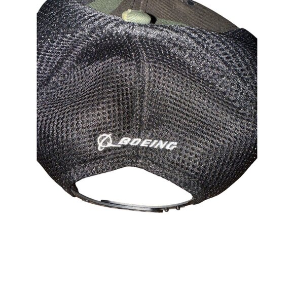 Camo Trucker Hat W/ Mesh Back & Embroidered Logos - Boeing Branded Adjustable Ca - Picture 3 of 4